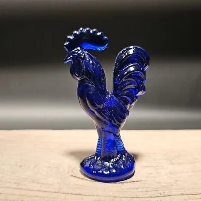 Buy Antique Vintage Style Cobalt Blue Depression Glass Rooster Chicken • 28.30£