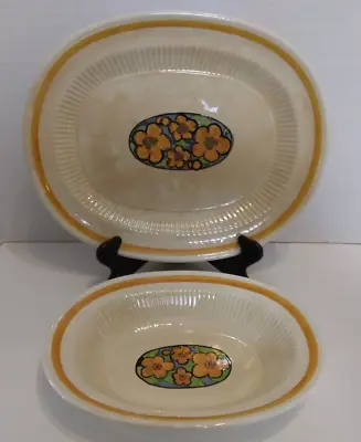 Buy Antique Ridgways Hand Painted Bedford Ware Serving Platter And Bowl Set Flowers • 28.29£