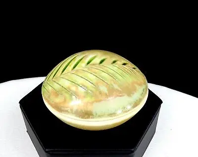 Buy Asian Studio Art Pottery Wheelthrown Leaf Etches Drip Glaze 1 5/8  Pill Box • 26.05£