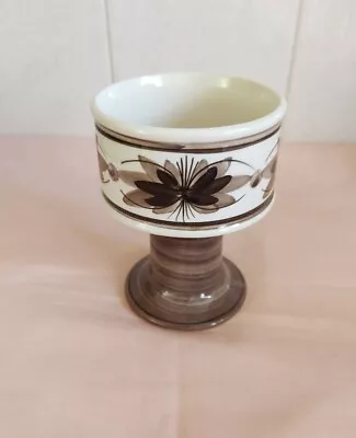 Buy Vintage 1980s Jersey Pottery Pillar Candle Holder - Brown & White Flower/Leaf... • 9.50£