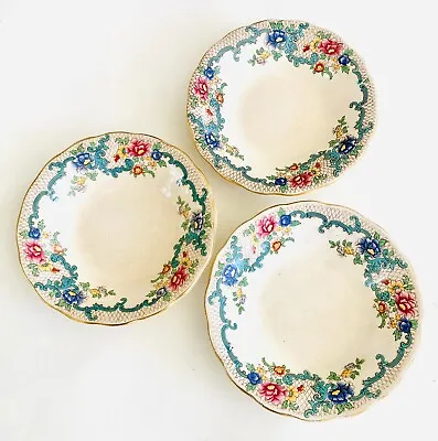 Buy 3 Vintage 30s UK Royal Cauldon Bowls Fine China Victoria Floral Scalloped Edge • 41.88£