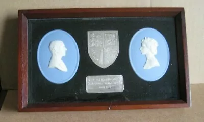 Buy Wedgwood Blue Jasperware Sterling Silver Royal Jubilee Medallion Framed Set • 100£