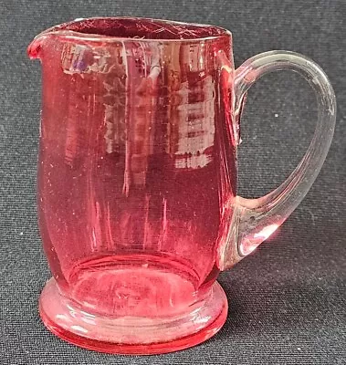 Buy A Victorian  Cranberry Glass Jug, With A Clear Handle, Hand Blown • 8£