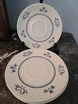 Buy Set Of 5 Beautiful Vintage Stoneware Saucers Blue And White Dinnerware 6.25  • 22.73£