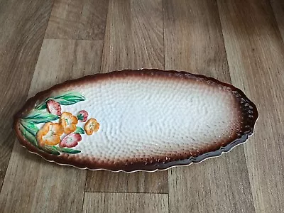 Buy Carlton Ware New Buttercup ( Somerset) Design Earth Brown Large Oval Tray, 1971. • 11.99£