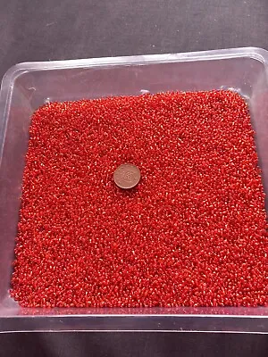 Buy 200 Gram Of Size 11 Red Lined Glass Seed Beads NEW • 2.70£