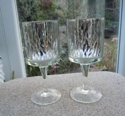 Buy Pair Of Stemmed Silver Glass Candle Holders 20cm High • 18.50£