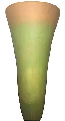 Buy Unusual Tall Glass Vase Of Innovative Form Orange & Green Colour Crackled Detail • 48£