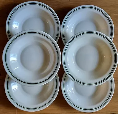 Buy Pyrex Vintage Plates Soup Pasta Bowl Green Rim • 9.99£