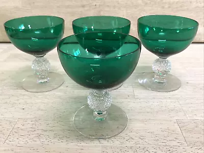 Buy SET OF 4 Morgantown Crystal GOLF BALL GREEN To Clear Sherbet Champagne Glasses • 32.62£
