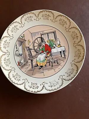 Buy Royal Victoria WADE Pottery Lady At Spinning Wheel Plate • 3.50£