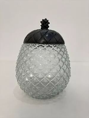 Buy Vintage Art Deco Pineapple Copper Lid & Cut Glass Jar  • 20£