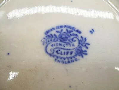 Buy 1800's Vignette Cliff England Crown Semi Porcelain Flow Blue 10  Castle Plate • 19.18£