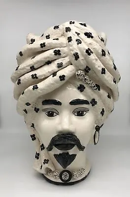 Buy Moor's Head Atena - King Polka Dots - Teste Di Moro - Caltagirone Ceramic Italy • 551.78£