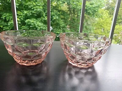 Buy Vintage Pink Depression Glass Jeanette Cubed Small Bowl Lot Of 2 • 13.25£