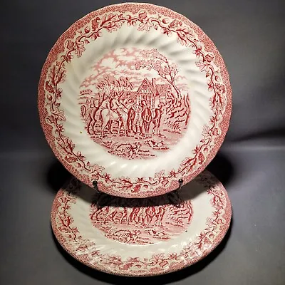 Buy 2x Myott Country Life Dinner Plates Pink Red Vintage Dinning Set England 10   • 19.90£
