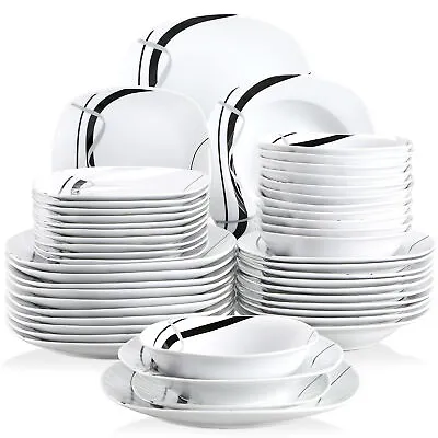 Buy VEWEET FIONA Dinner Set 24/48 Pc Porcelain Ivory White Tableware Plates Bowl Set • 62.99£