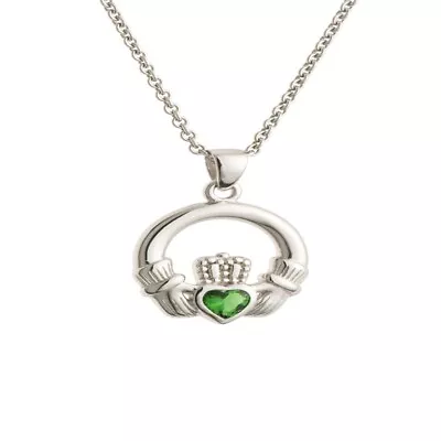 Buy Galway Jewelry Claddagh Green Sterling Silver Pendant… • 75.87£