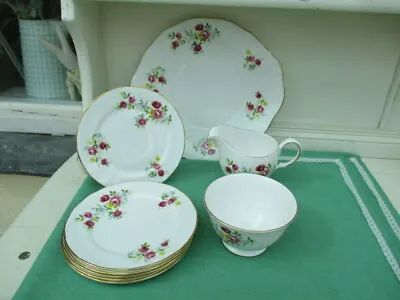 Buy Vintage Ridgway QUEEN ANNE Tea Plates, Jug, Sugar Bowl, Cake Plate Floral - VGC • 9.99£