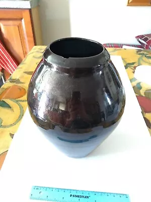 Buy Marazion Cornwall Studio Pottery Black Gloss Glaze Vase. 8  Tall, 3  Rim Dia. • 10£