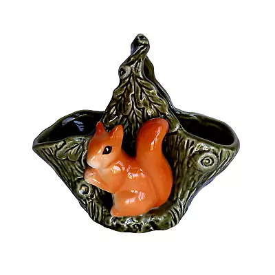 Buy Vintage Sylvac Made In England Basket Squirrel In Tree Green Vase 11 Cm Tall • 18.98£