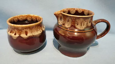 Buy Vintage Runtons Pottery (Pickering North Yorks) Brown Milk Jug And Sugar Bowl • 6£