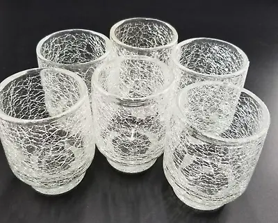 Buy Set Of (6) Clear Crackle Short Juice Tumblers/Drinking Glasses, 3.25  • 25.60£