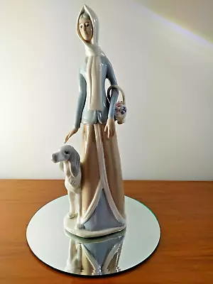 Buy Gorgeous Large Vintage Lladro Woman With Basket & Dog Figurine - 15  Tall • 65£