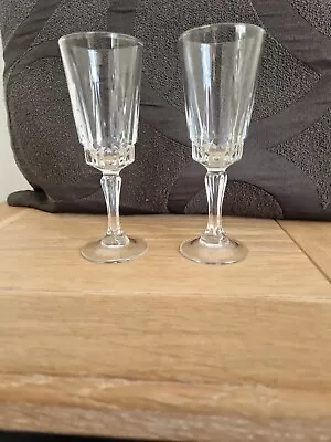 Buy Vintage Pair Of Cut Glass Sherry Glasses 14cm Tall • 10£