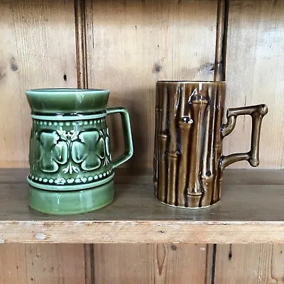 Buy Vintage Holkham Pottery Mugs X 2. Cloverleaf And Bamboo Patterns • 12£