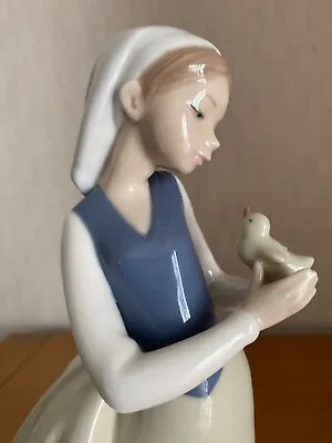 Buy Nao By Lladro ~ ‘Feathered Friend’. Girl Holding A Small Duckling. Boxed. VGC. • 12.99£