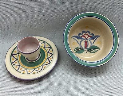 Buy Rare Carter Stabler Adams Poole Pottery 1920 Deco MW Bowl+ HB Egg Cup-VGC • 27£