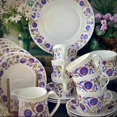 Buy Retro Elizabethan Tea Cup Set ‘Fleur Bleue’ English Bone China 1970 Flower Power • 44.99£
