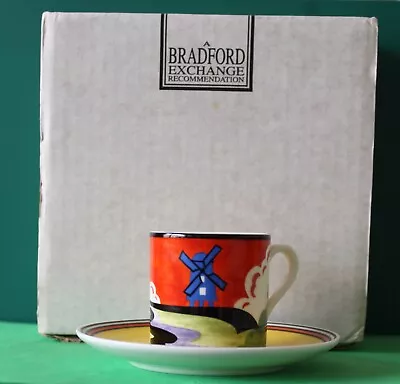 Buy Clarice Cliff / Wedgwood Cup And Saucer In Windmill Design, Boxed With COA • 15£
