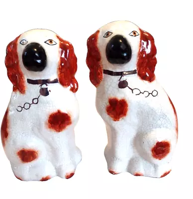 Buy Vintage Staffordshire Bone China Pair Of Dogs 15 Cm  No Stamp Accept Red Symbol • 24£