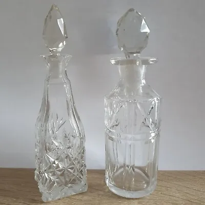 Buy 2 Clear Cut Glass Vintage Perfume / Vinegar Bottle 15.5 Cm • 10£