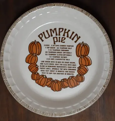 Buy Vintage Pumpkin Pie Royal China Jeannette Recipe Pie Plate Pan 10  Ceramic  • 25.59£