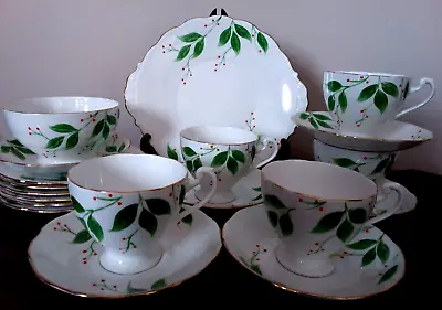 Buy Vintage Beautiful English Fine Bone China Hand Painted Tea Coffee Set  • 35£