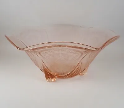 Buy Hazel Atlas Royal Lace Pink Depression Glass 10 3/4  Round Flared 3-Toed Bowl • 21.81£