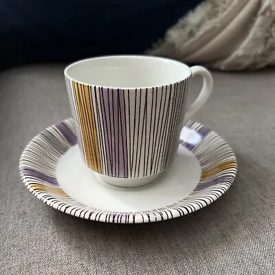 Buy Barratts Delphatic White Tableware Stripes Cup And Saucer Vintage 1950's • 12£