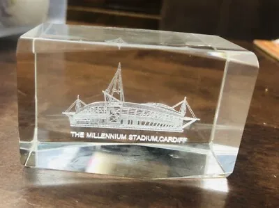 Buy Paperweight Lazer Etched Glass Image Millennium Stadium Inside Collectable New • 9.99£