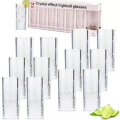 Buy 12x VINTAGE CLEAR CRYSTAL EFFECT PLASTIC GLASSES DRINKING PICNIC GARDEN ACRYLIC • 15.65£