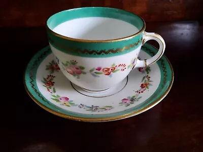 Buy 1 X Antique Minton  Green And Floral Motif Tea Cup And Saucer Vgc Pattern  1510 • 12£