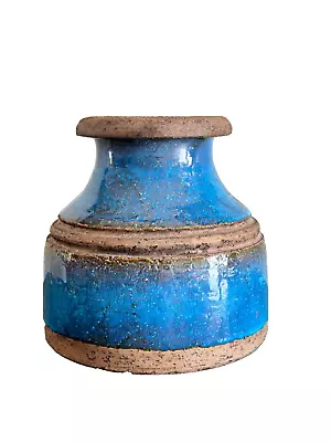 Buy Mid Century Modern Raymor Bitossi Italy 5 1/4  Tall Blue Pottery Vase * • 143.81£