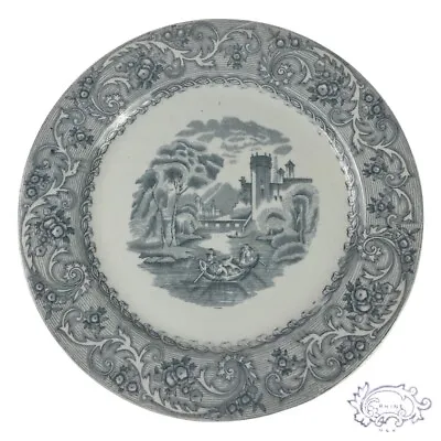 Buy Antique H&K Tunstall Plate Classic Rhine Pattern Blue Grey Staffordshire 1800’s • 9.85£