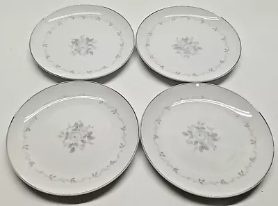 Buy Rose China Cleo 3415 Bread & Butter Plates Lot Of 4 Platinum Rim Floral Center • 28.77£