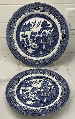 Buy Churchill Blue Willow Dinner 10-1/4” & Salad 8-1/8” Plate England Excellent • 28.50£