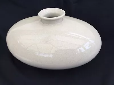 Buy Large Ceramic Crackle Glaze Cream Vase Beautiful 28cm/21cm Wide Ovoid Oblong. • 12£