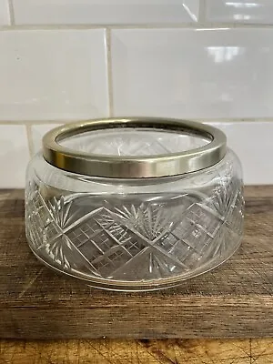 Buy Vintage Cut Glass Bowl With Silver Rim • 14£