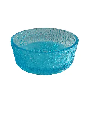 Buy VINTAGE Davidson Glass Brama Luna Blue Bowl Bark Textured Kingfisher Fruit Bowl  • 16.99£